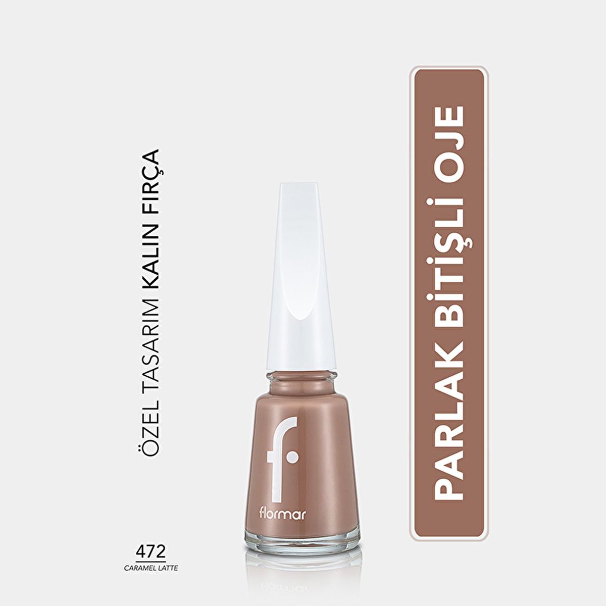Flormar Nail Enamel: High Pigment, Long Lasting Nail Polish - 472 Caramel Latte - Chip Resistant, Glossy Finish for Stunning Nails