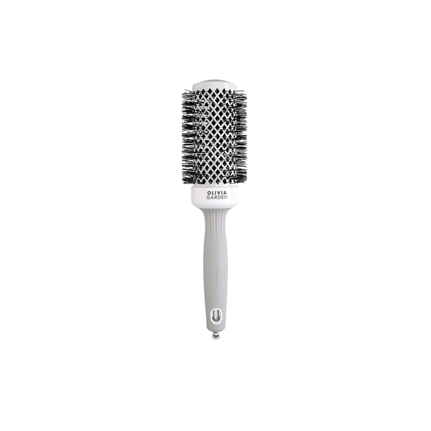 Olivia Garden Expert Blowout Shine Hair Brush - Professional Detangling & Styling Brush for Smooth Blowouts - White & Grey 45