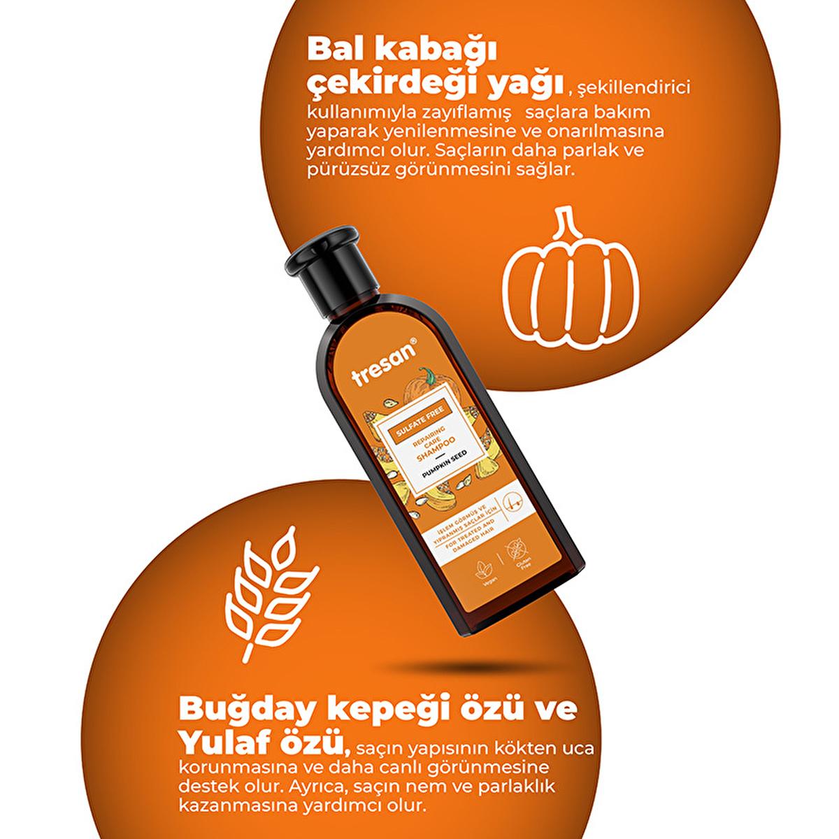 Tresan Sulfate-Free Repair Shampoo with Pumpkin Seed Oil - Gentle, Nourishing, and Natural Hair Care for Damaged Hair
