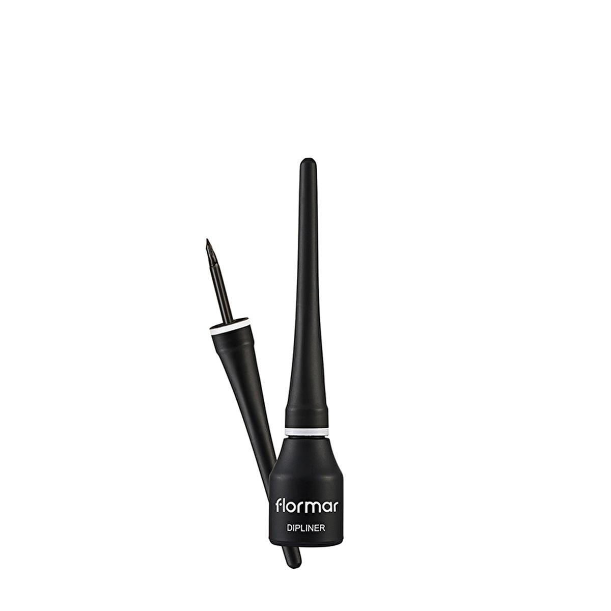 Flormar Dipliner Black Eyeliner - Long-Lasting, Coconut Oil Enriched, Semi-Matte Finish