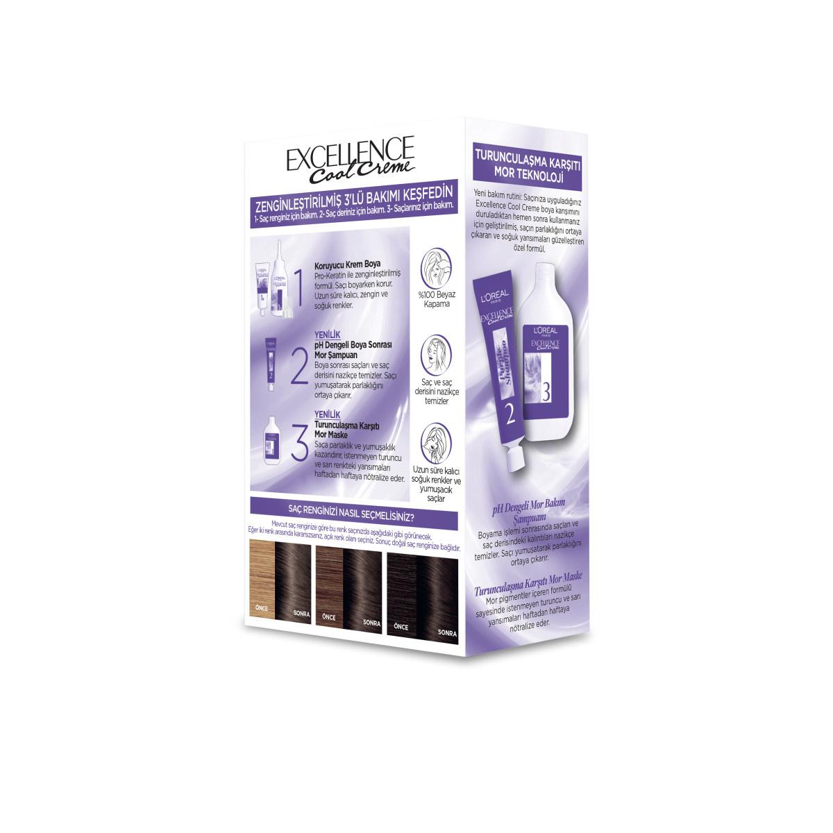 Loreal Paris Excellence Cool Creme Hair Dye 6.11 - Long Lasting Cool Tones & Nourishing Hair Color