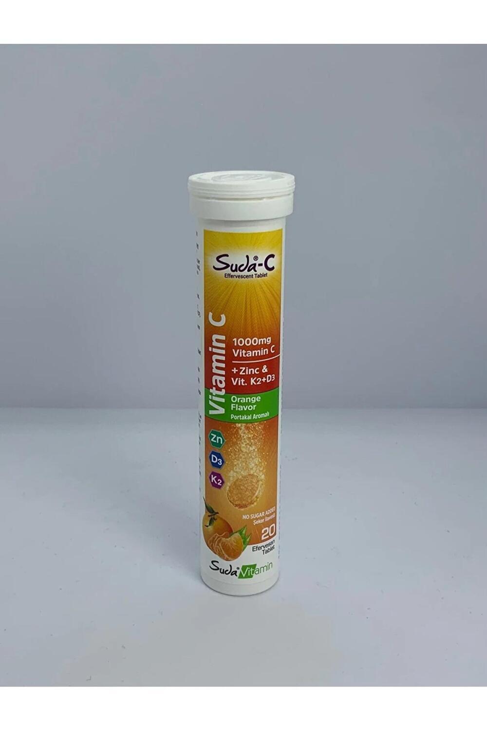 Suda C Vitamin C Orange 20 Efervesan Tablet - Boosts Immune System, Effervescent Tablets for Easy Consumption