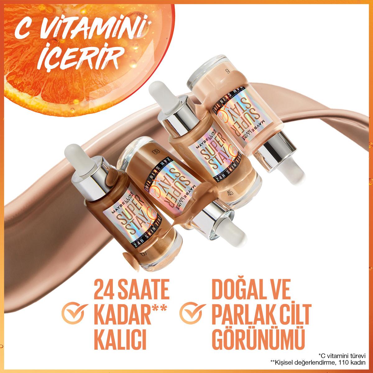 Maybelline Super Stay Skin Tint Foundation 05: Vitamin C, 24H Radiant, Lightweight Coverage