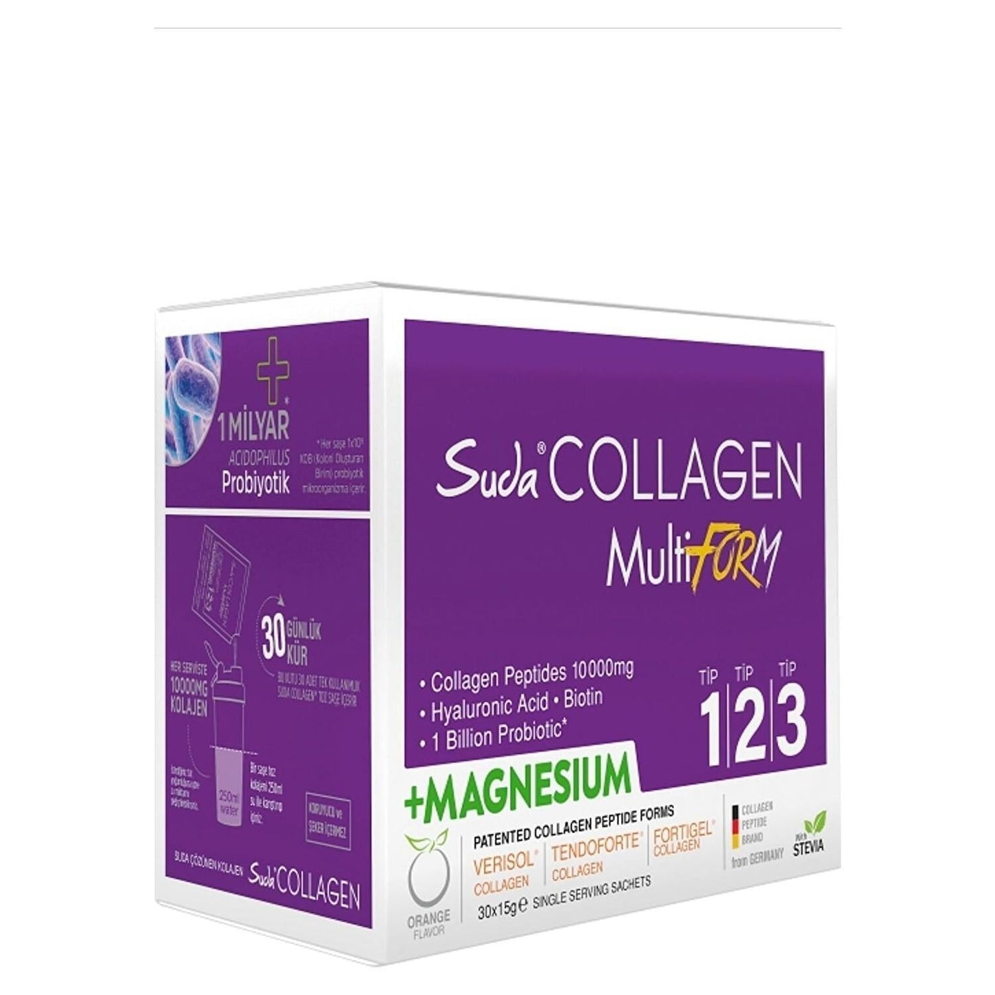 Suda Collagen Supplement with Hyaluronic Acid, Magnesium & Probiotics - 30 Sachets