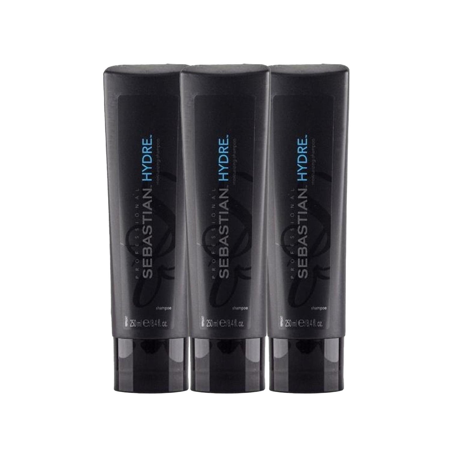 Sebastian Hydre Moisturizing Shampoo - 3 Pack of 250ml - Hydrating Hair Care for Dry Damaged Hair