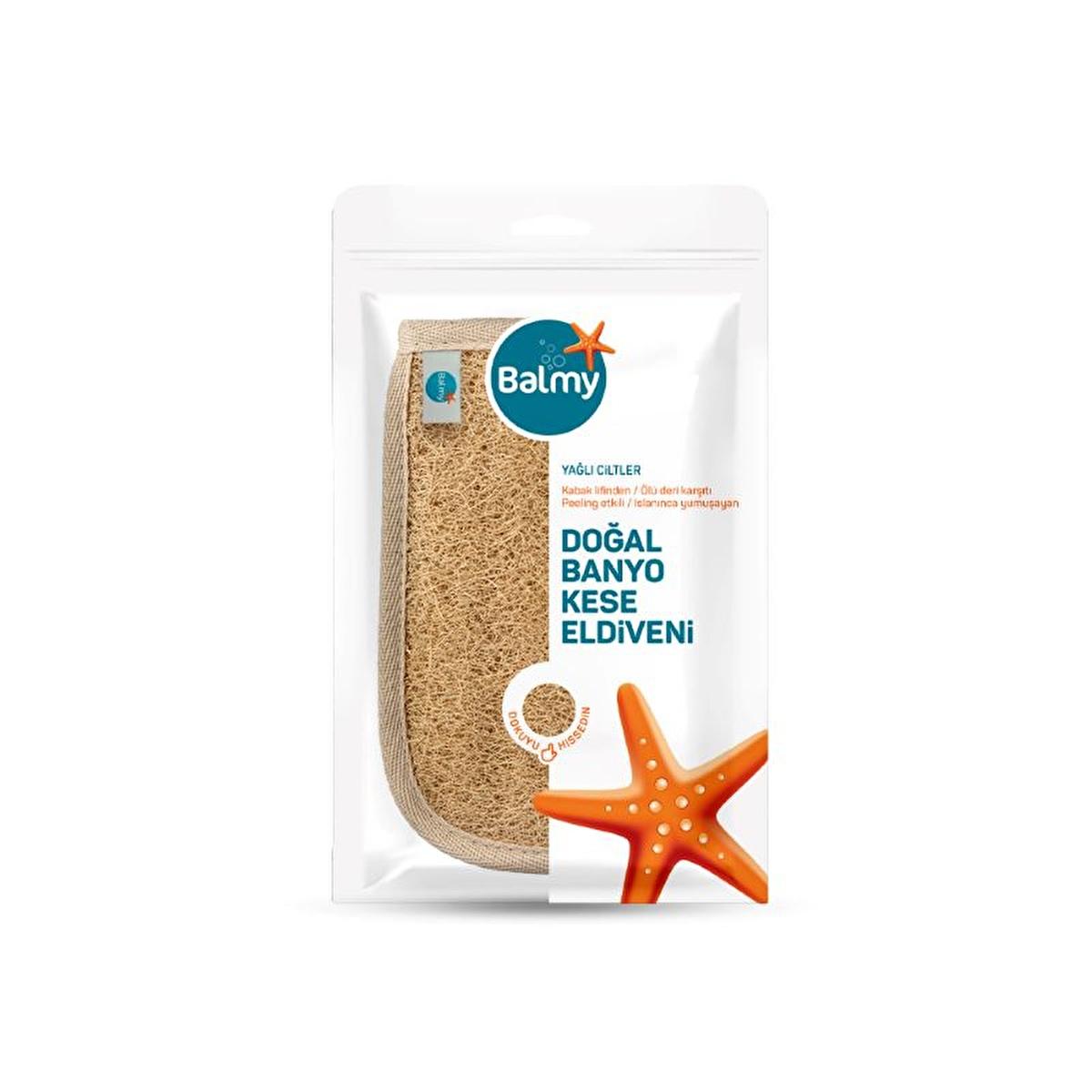 Balmy Exfoliating Bath Glove - Natural Loofah & Cotton, Exfoliates & Renews Skin, Turkish Bath Glove for Oily Skin