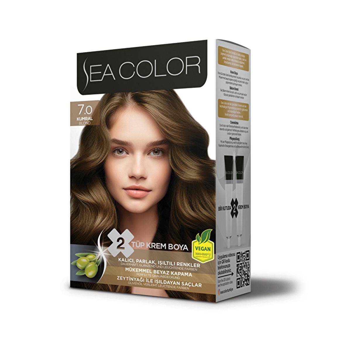 Sea Color Set 7.0 Light Brown Hair Dye - Olive Oil Formula for Shiny, Long-Lasting Color & 100% Gray Coverage