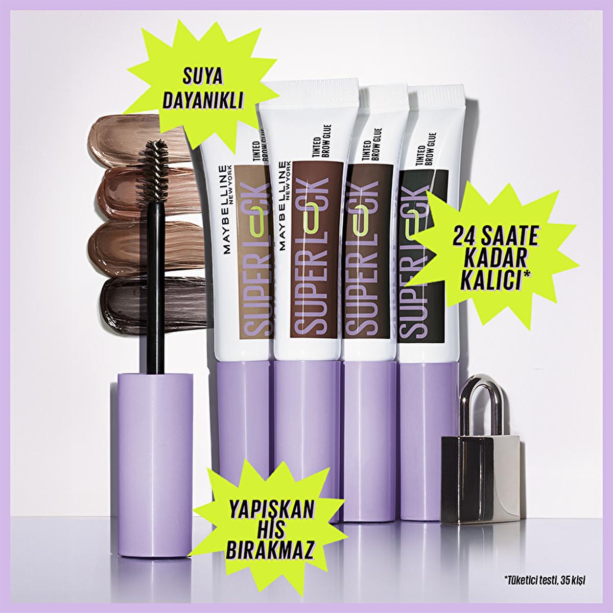 Maybelline Super Lock Brow Glue Deep Brown: 24H Long Lasting Eyebrow Mascara for Shaping, Styling & Tinting