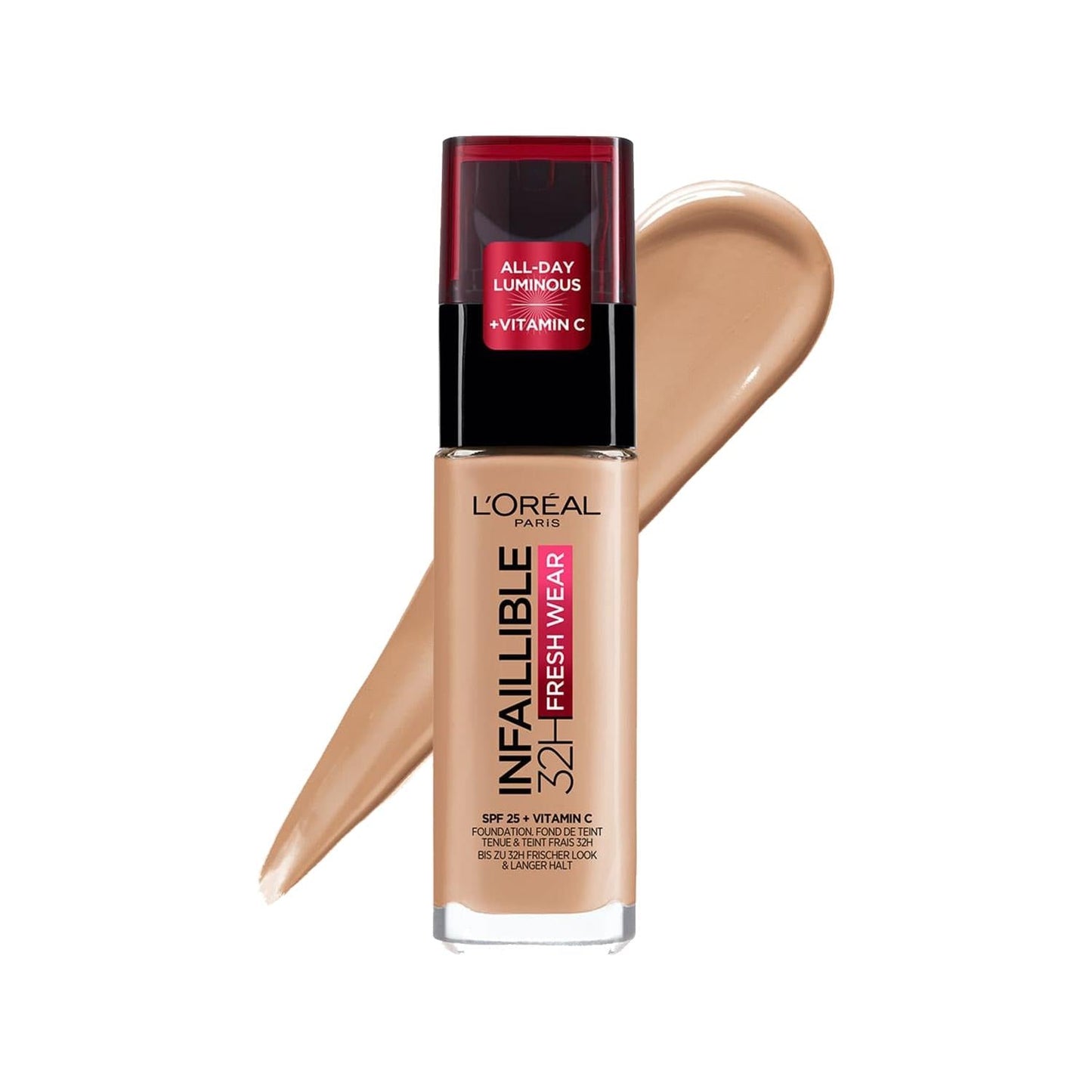 Loreal Paris Infaillible 32H Fresh Wear Foundation - Long Lasting, Vitamin C, 220 Sand