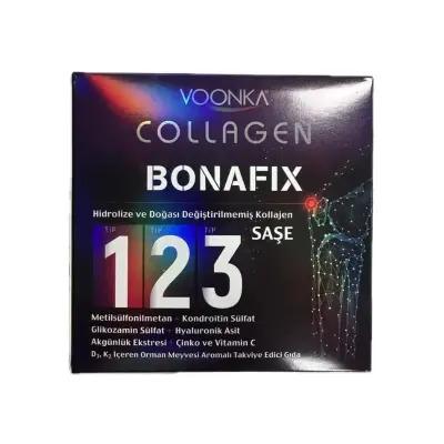 Voonka Collagen Bonafix: Triple Collagen Support for Joint Health, Enhanced with Vitamin C, D3, K2, Hyaluronic Acid - 30 Sachets