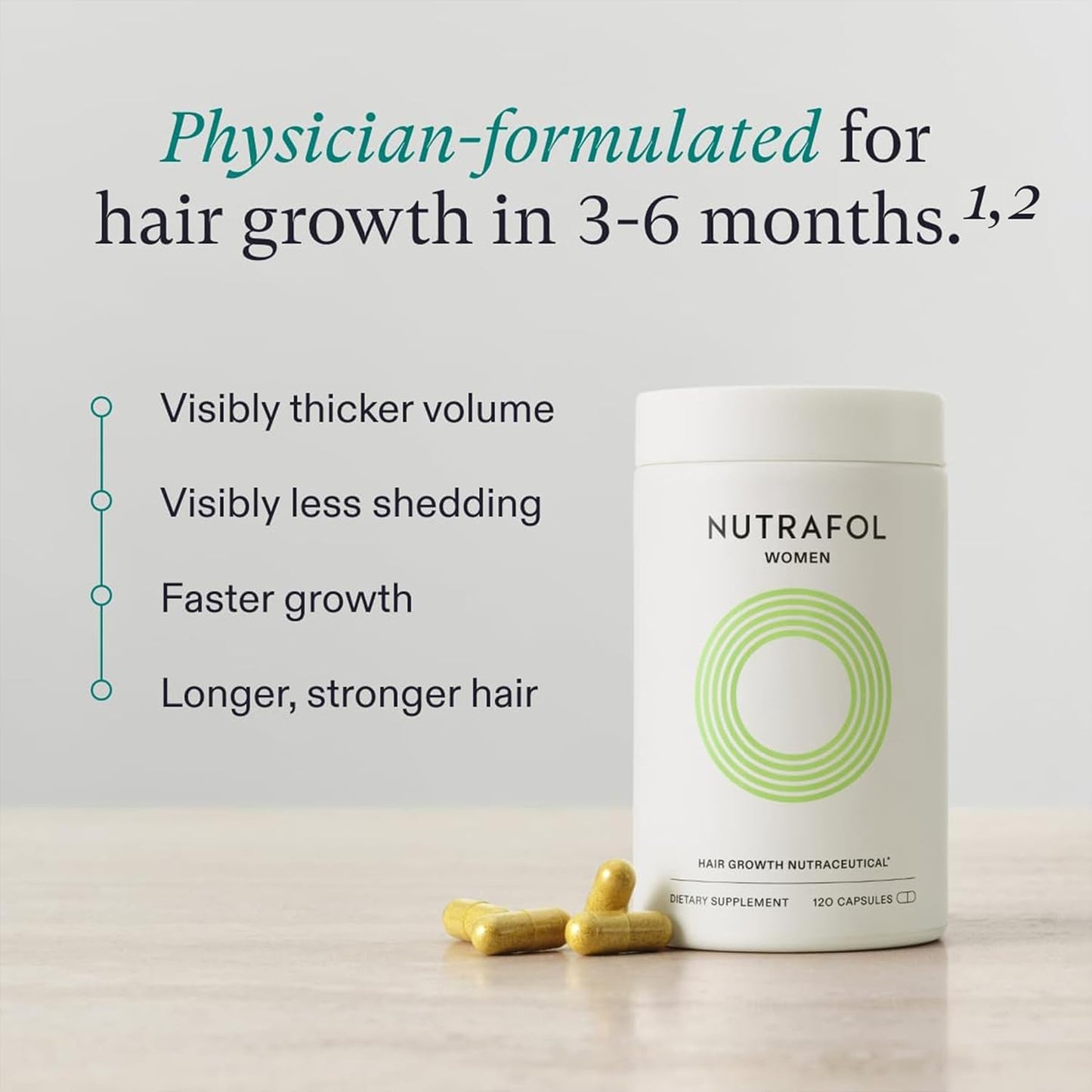 Nutrafol Women's Hair Growth for Thicker, Stronger Hair 3-Month Supply - M2G