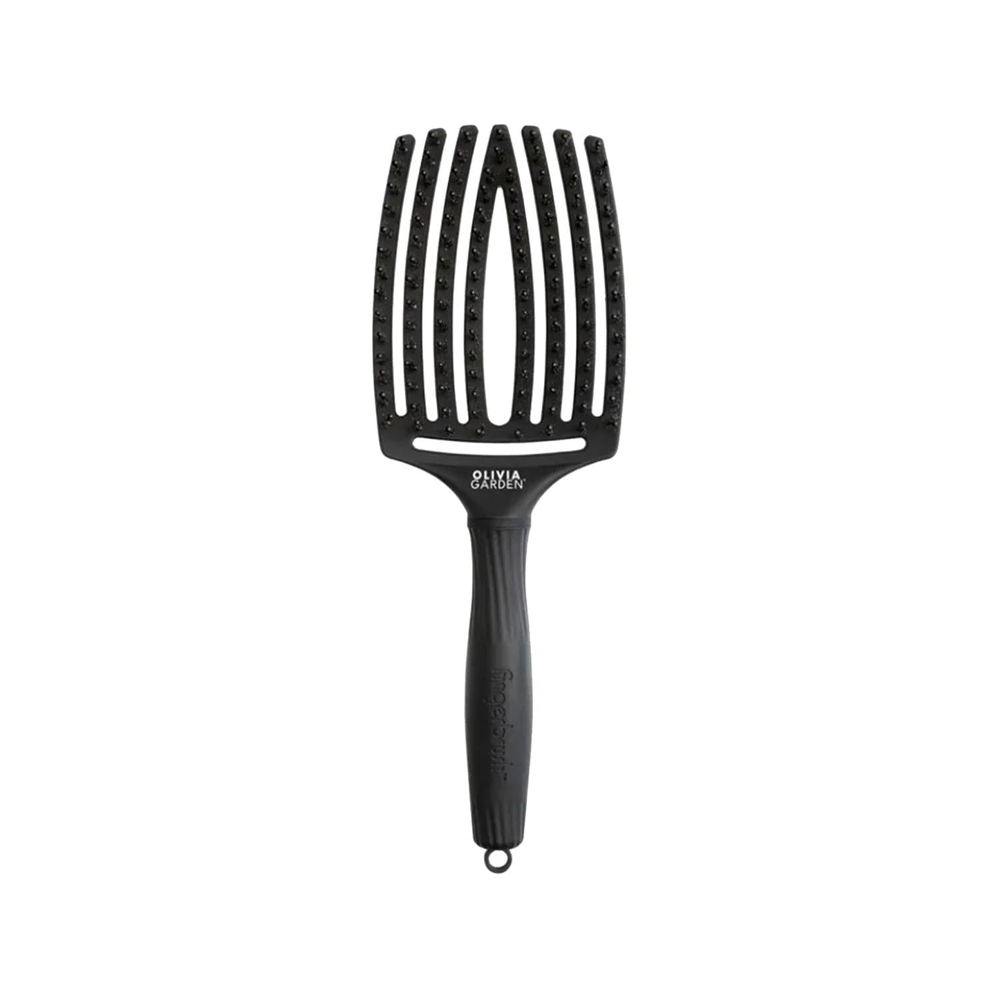Olivia Garden Fingerbrush Care Iconic Boar Nylon Full Black L - Gentle & Effective Oral Care for Sensitive Teeth & Gums