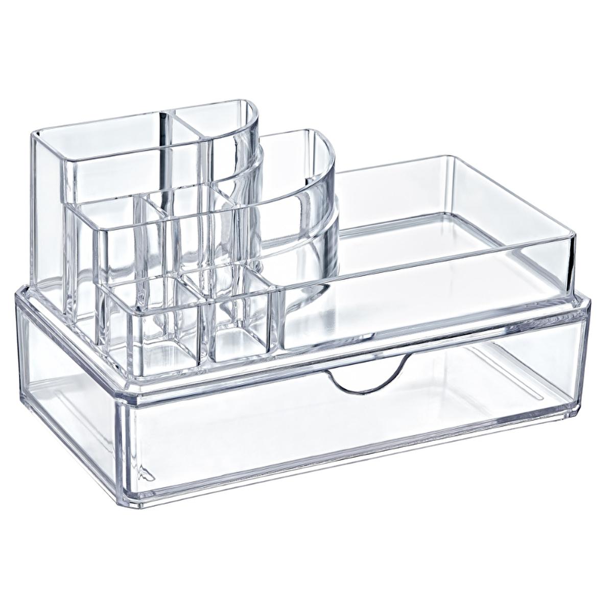 Bee Home Crystal Cosmetic Organizer with Drawer - Elegant Bathroom Storage Solution