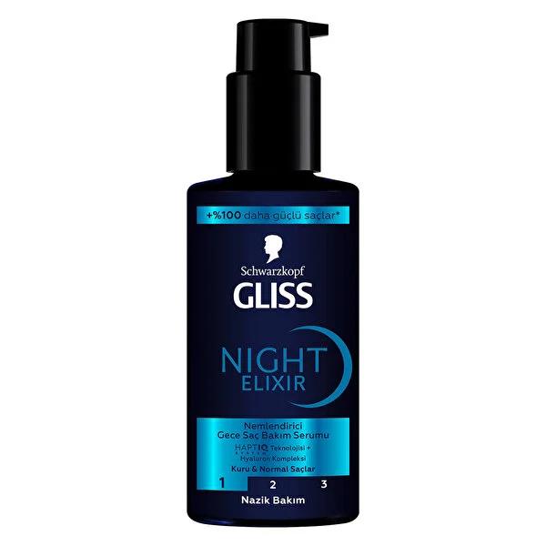 Gliss Hair Care Serum - Overnight Moisturizing Treatment for Dry & Normal Hair