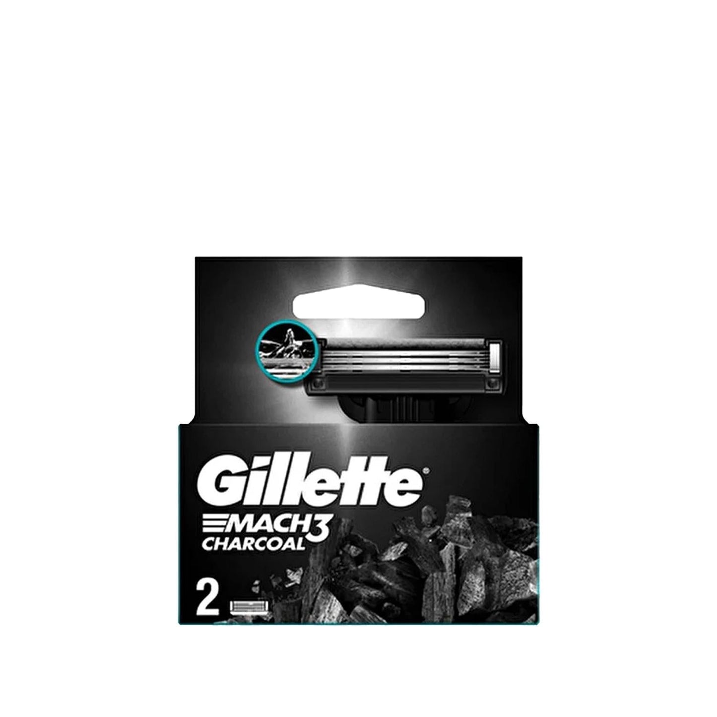 Gillette Mach3 Charcoal Replacement Razor Blades (2-Pack) - Smooth Shave, Reduced Irritation