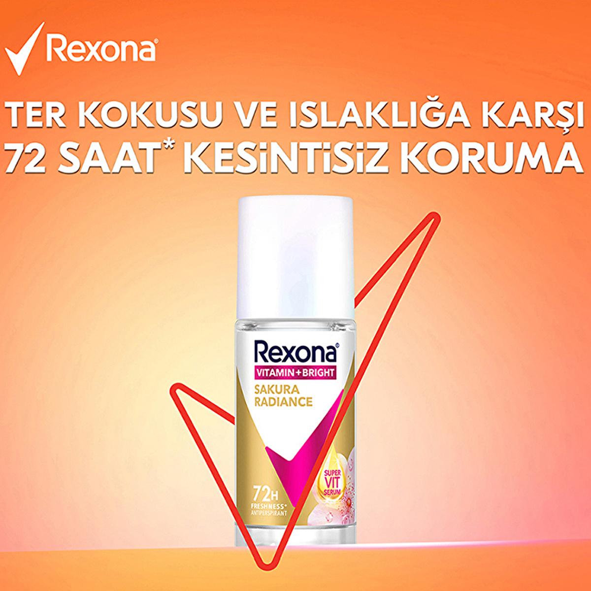 Rexona Vitamin + Bright Roll-On Deodorant for Women - 72 Hour Protection, Sustainable Glass Packaging