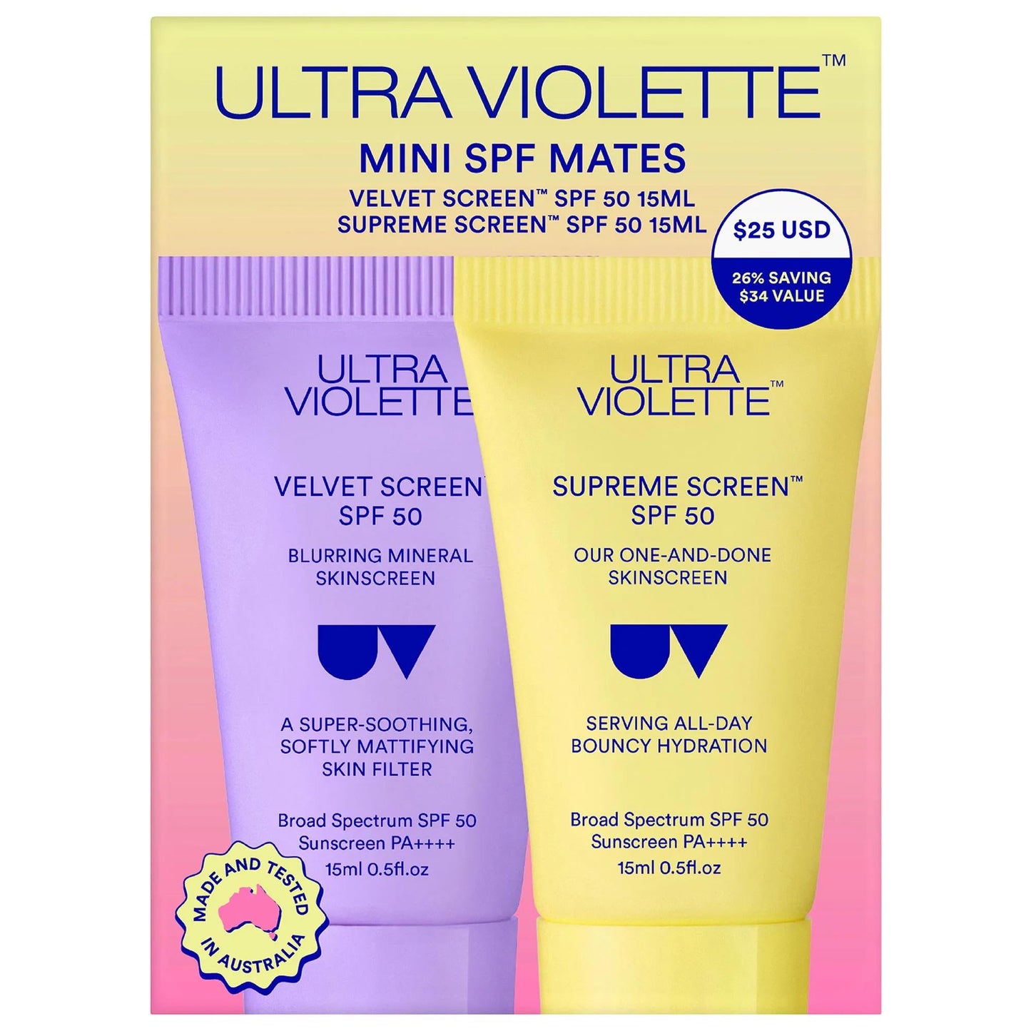ULTRAVIOLETTE Mini SPF Mates SPF 50 Hydrating and Mattifying Sunscreen Duo - Vegan, Cruelty-Free Skincare