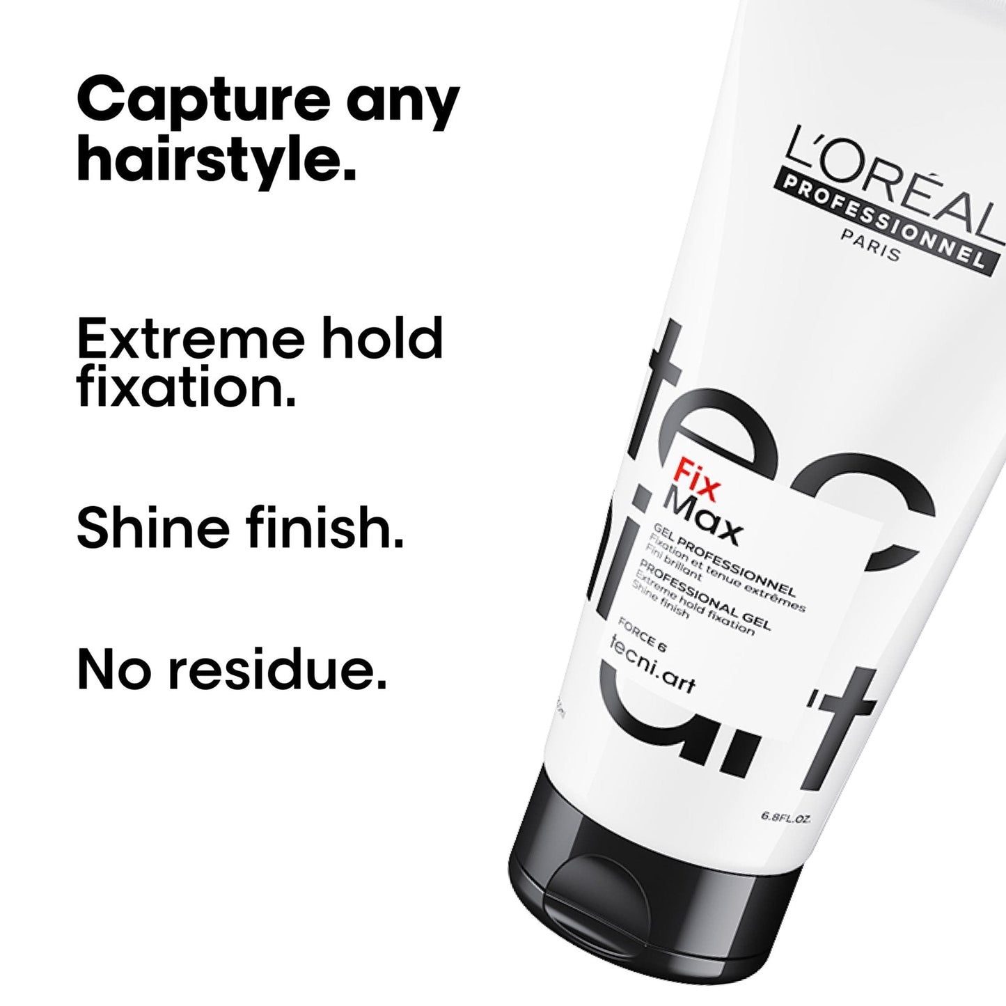 Loreal Professionnel Paris Tecni Art Fix Max Strong Hold Hair Styling Gel 200ml - Long-Lasting, Professional Quality