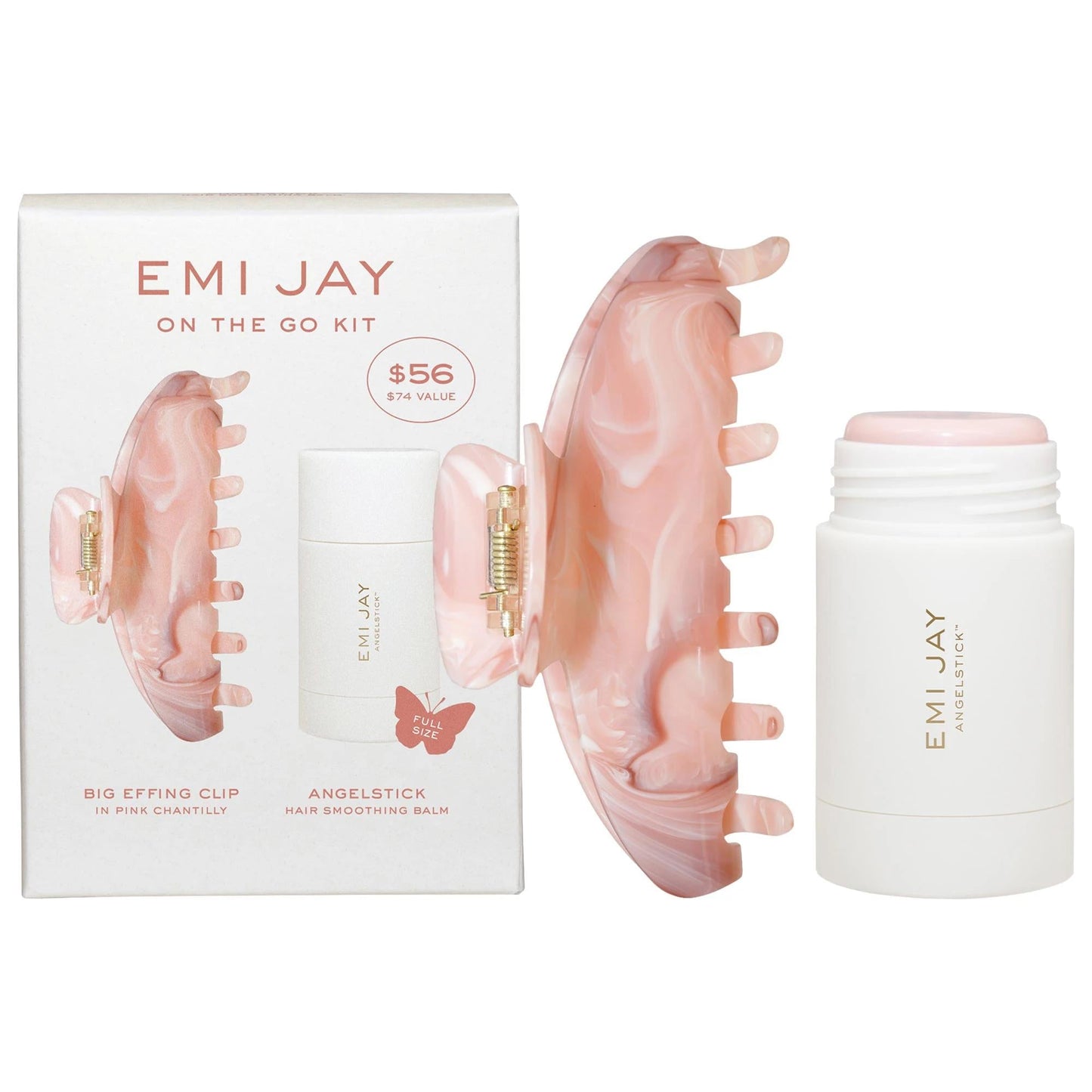 Emi Jay Angelstick & Big Effing Clip¨ Hair Styling Set: Tame Flyaways, Sleek Styles, Vegan, Cruelty-Free, Portable Hair Smoothing Wax Stick