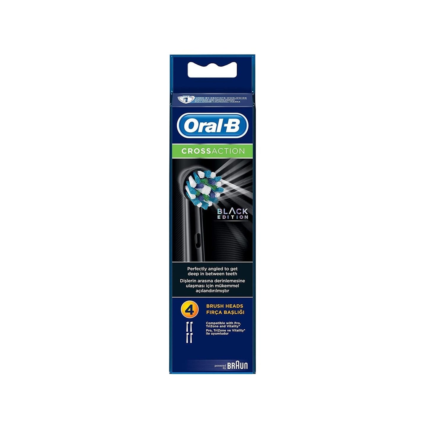 Oral-B Oral-B Cross Action Black Edition Toothbrush Replacement Heads 4-Pack - Compatible Electric Toothbrush Accessories for Enhanced Plaque Removal and Gum Care