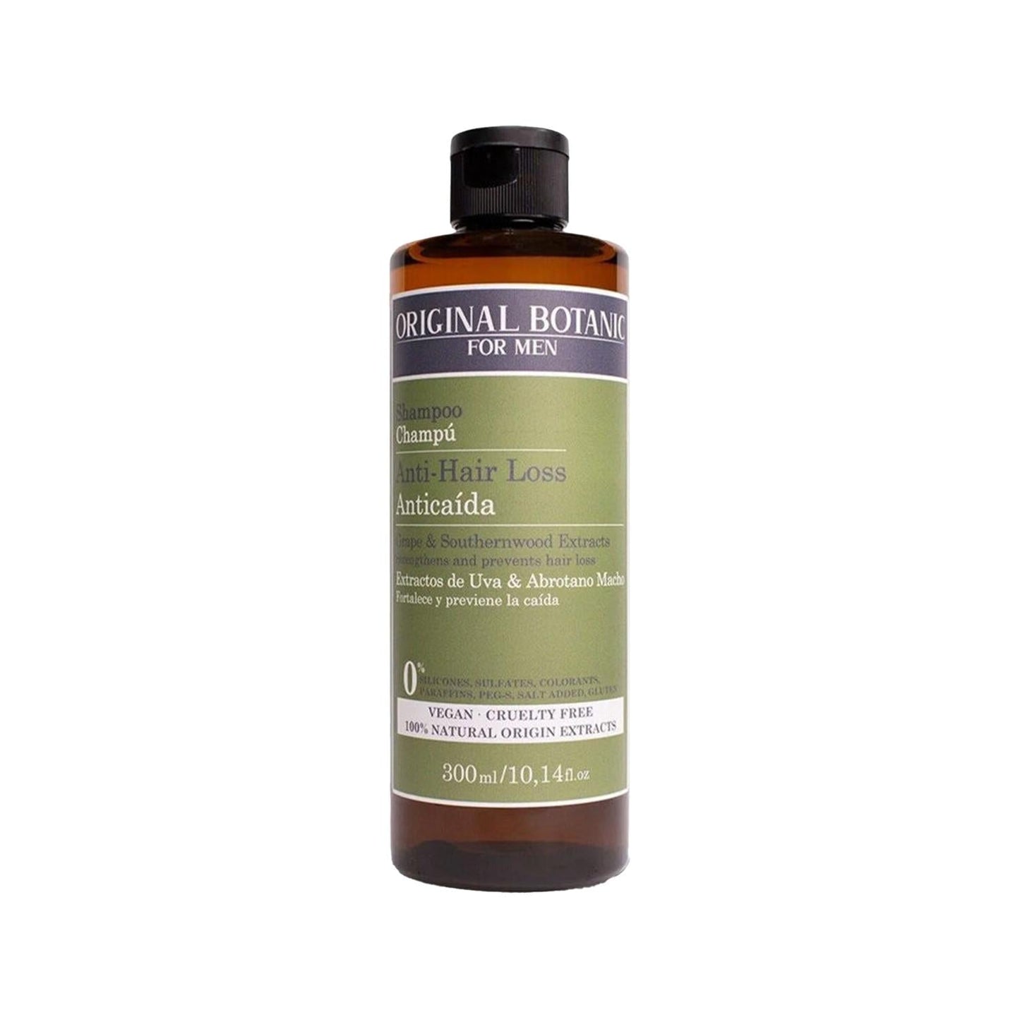 ORIGINAL BOTANIC Vegan Anti-Hair Loss Shampoo for Men - 300ml Natural Botanical Ingredients, Promotes Hair Health & Prevents Thinning