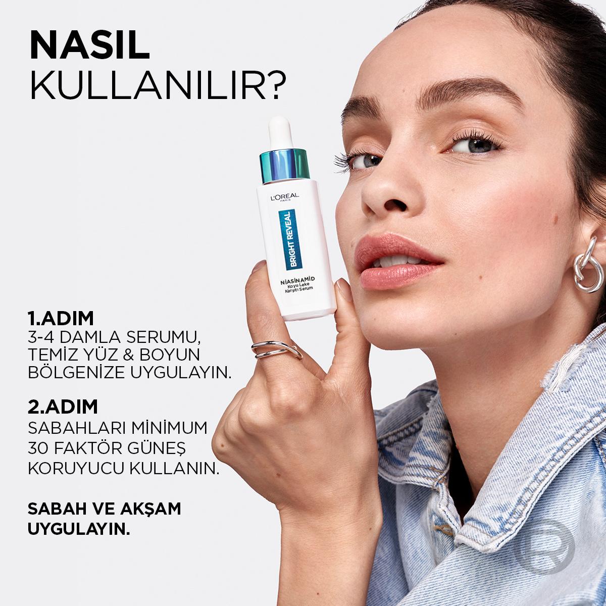 L'Oreal Paris Bright Reveal Dark Spot Correcting Niacinamide Serum: Fade Acne Marks, Sun Spots & Age Spots for Radiant Skin