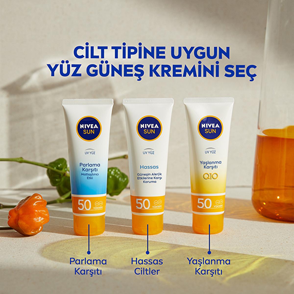 Nivea Sun SPF 50+ Anti-Aging Q10 Facial Sunscreen: Daily Sun Protection for Wrinkles & Dark Spots, Broad Spectrum UVA/UVB Defense
