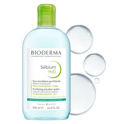 Bioderma Sebium H2O Micellar Water for Oily and Acne-Prone Skin - Gentle Makeup Remover & Cleanser, Dermatologically Tested, 16.91 fl oz