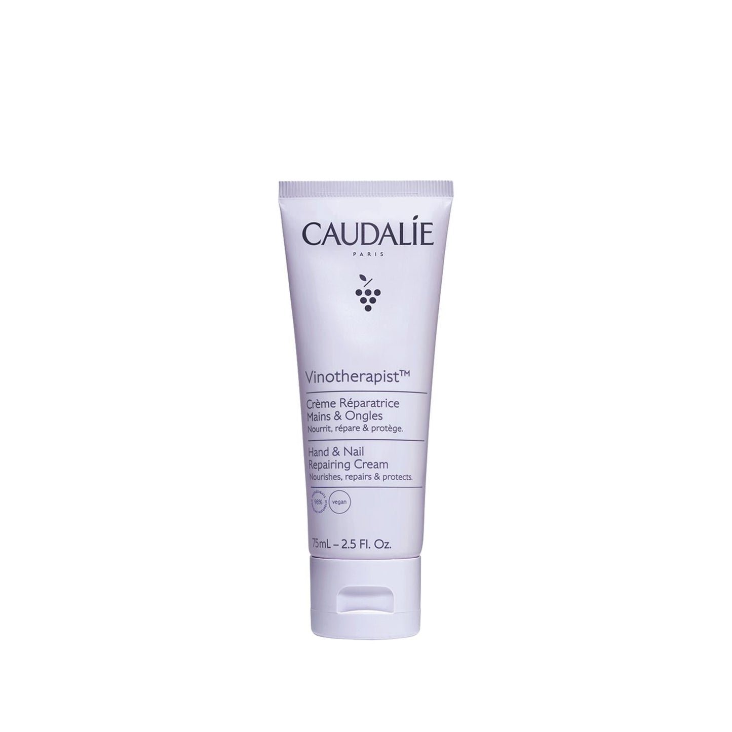Caudalie Vinotherapist Hand & Nail Cream - Moisturizing 75ml Natural Hand Cream for Dry Hands & Nails