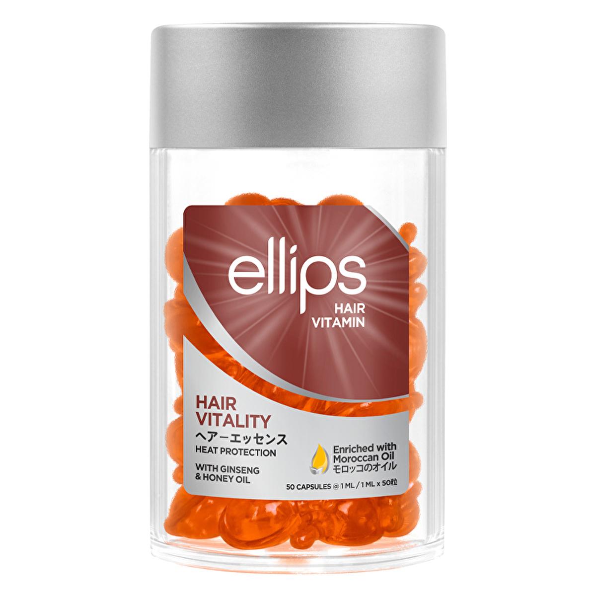 Ellips Hair Vitality Capsules: Argan Oil, Ginseng & Honey Infusion for Damaged Hair Repair, Shine & Growth - 50 Capsules