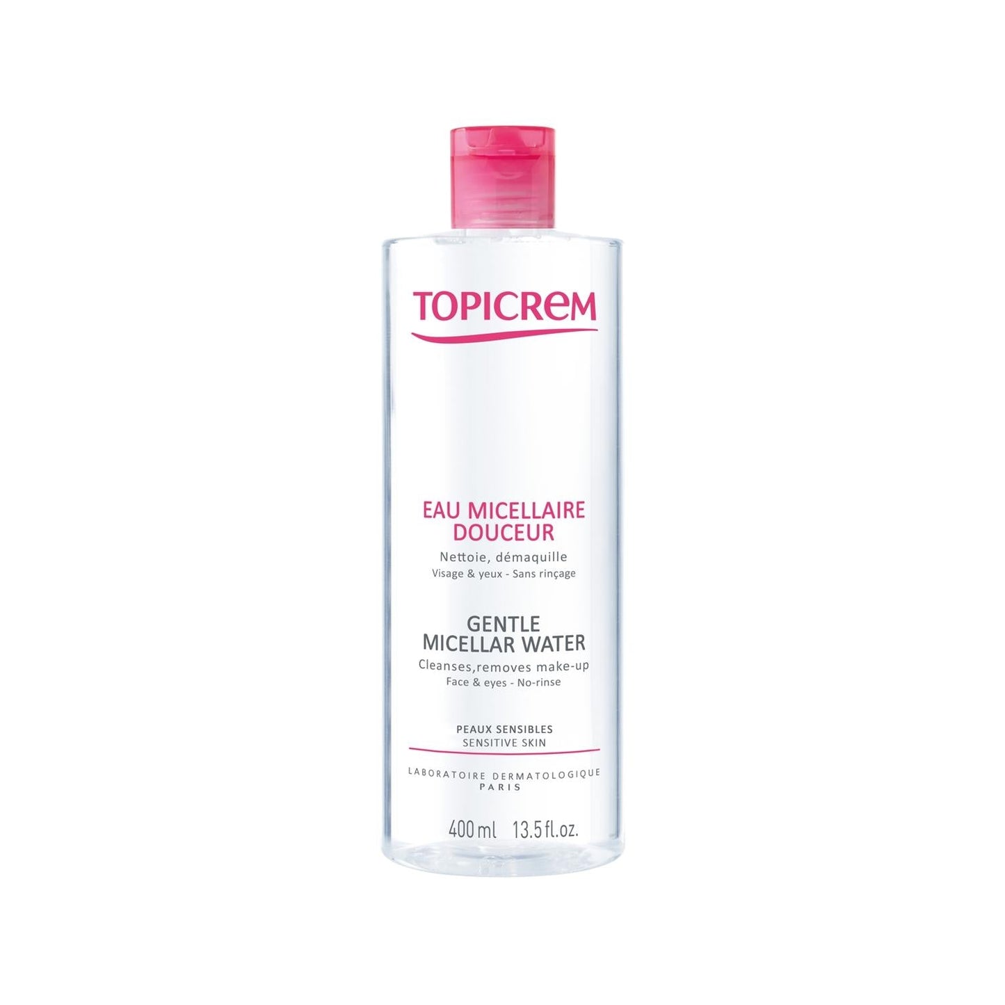 Topicrem Gentle Micellar Water for Face and Eyes - 400ml, Paraben-Free Makeup Remover for Sensitive Skin