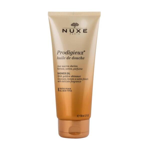 Nuxe Prodigieux Shower Oil: Golden Shimmer Body Cleansing Oil for Soft, Radiant Skin - 6.76 fl oz