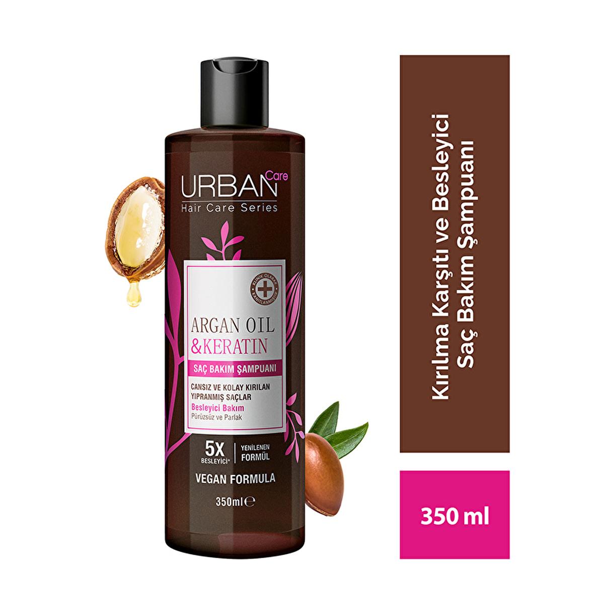 Urban Care Argan Oil & Keratin Anti-Breakage Shampoo: Nourishes, Repairs & Strengthens Damaged, Brittle Hair - Vegan, Cruelty-Free Formula